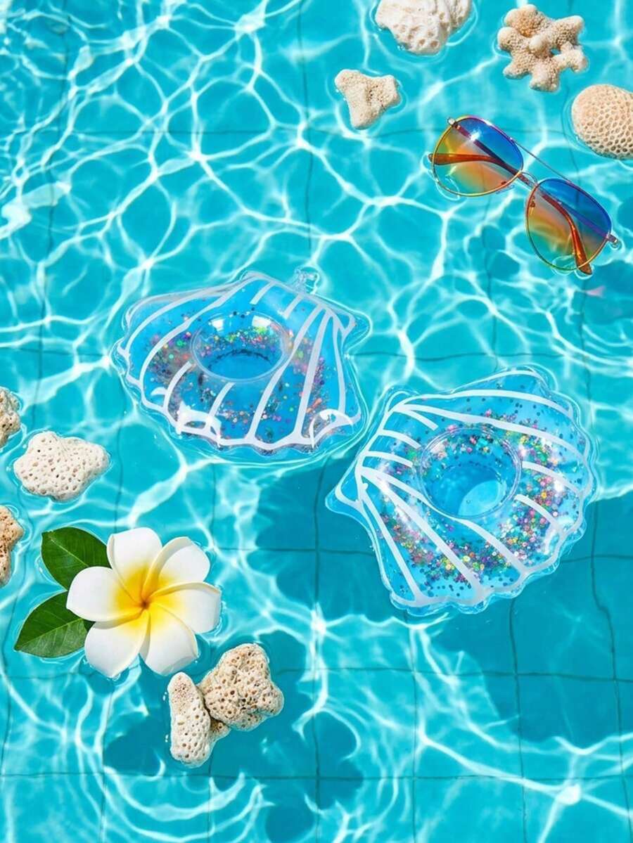 Glitter Shell Inflatable Drink Holder/Float, Inflatable Drink Holder