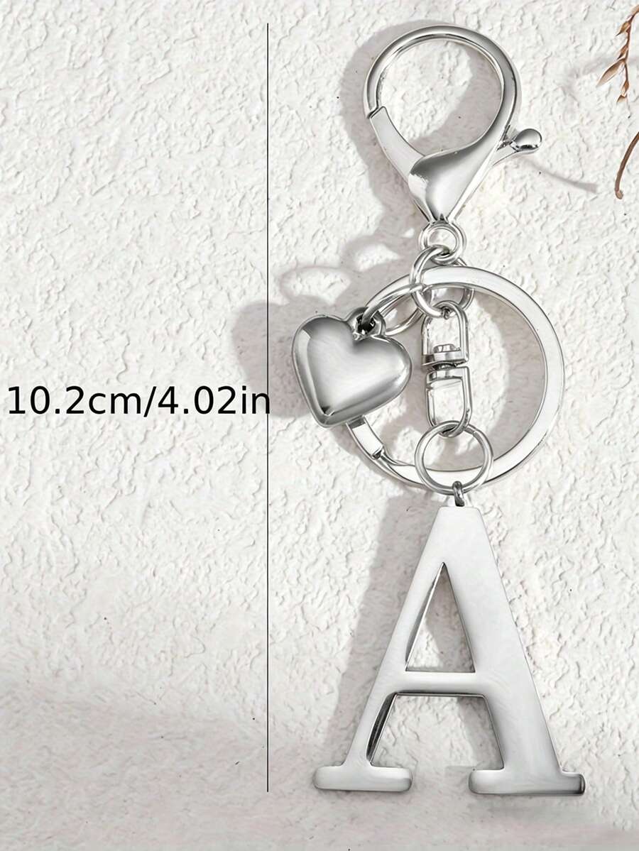 Elegant Metal Heart-Shaped Letter Keychain