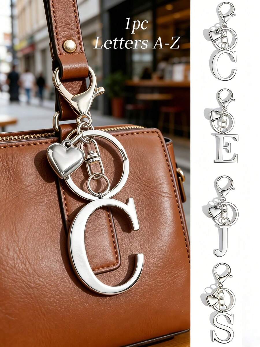 Elegant Metal Heart-Shaped Letter Keychain