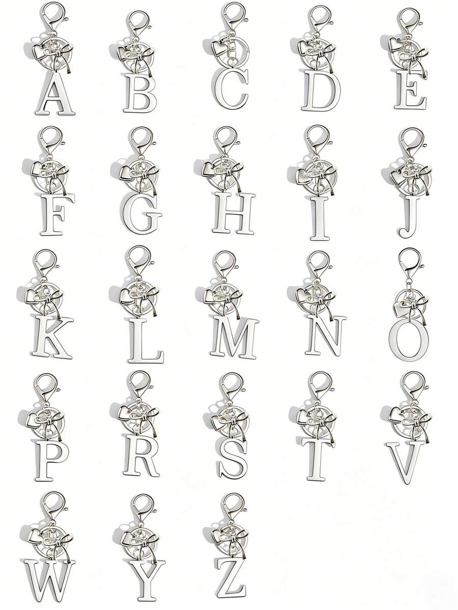 Elegant Metal Heart-Shaped Letter Keychain