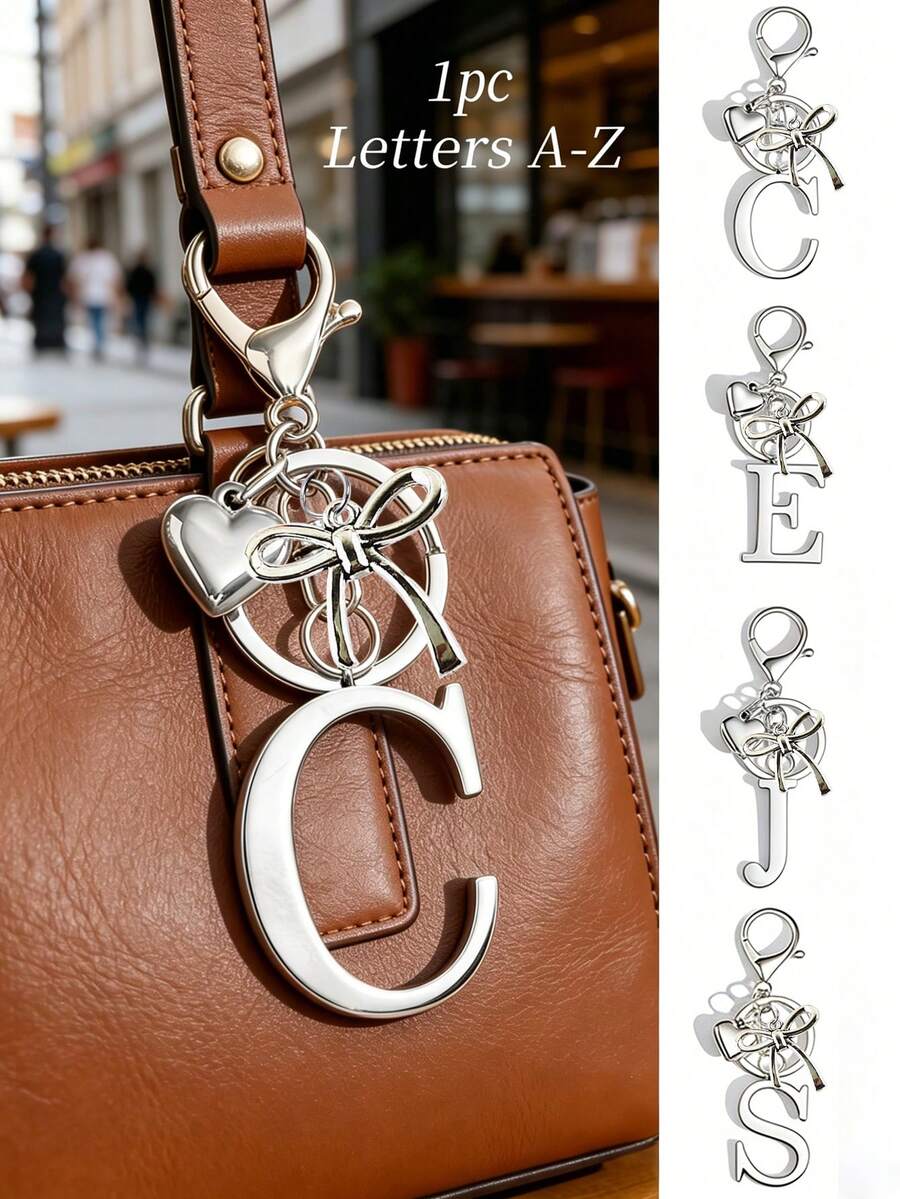 Elegant Metal Heart-Shaped Letter Keychain