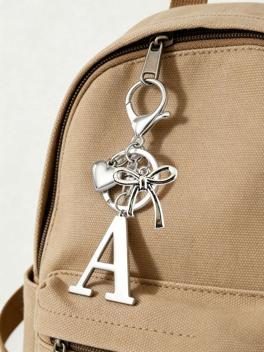 Elegant Metal Heart-Shaped Letter Keychain