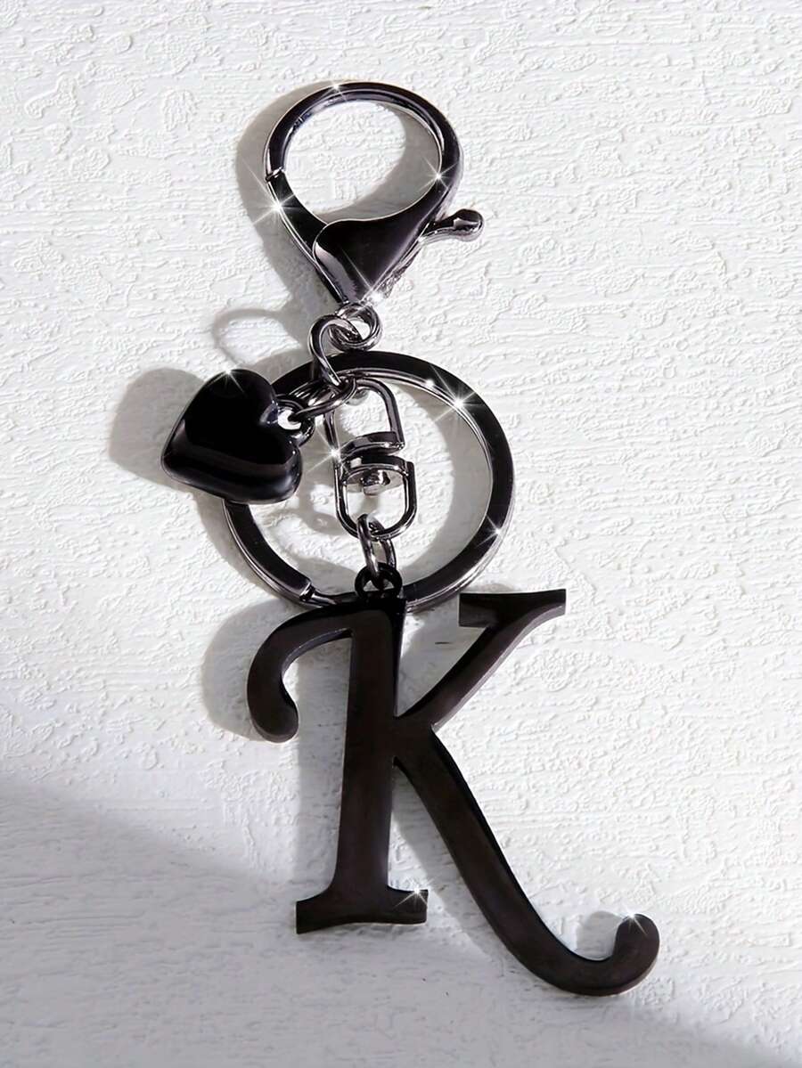 Elegant Metal Heart-Shaped Letter Keychain