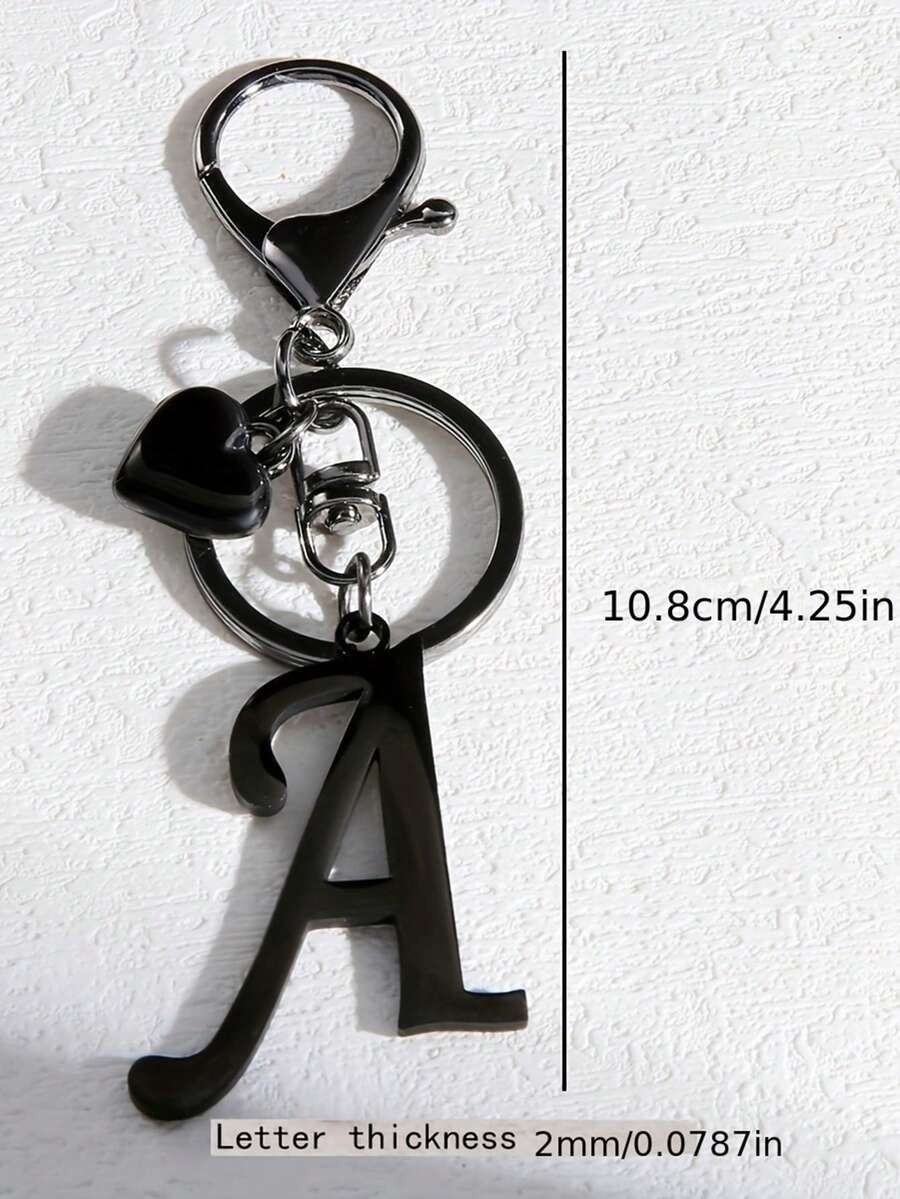 Elegant Metal Heart-Shaped Letter Keychain