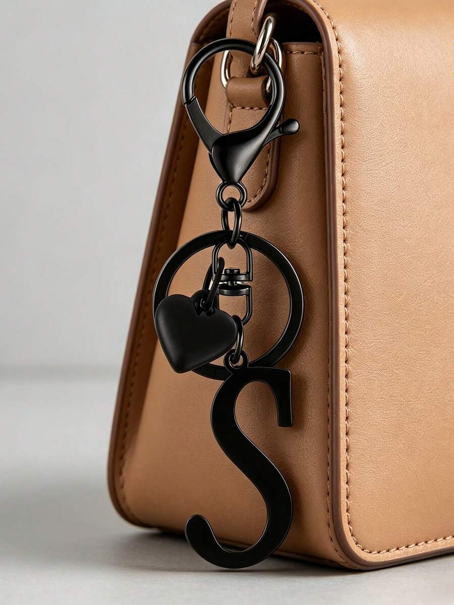 Elegant Metal Heart-Shaped Letter Keychain