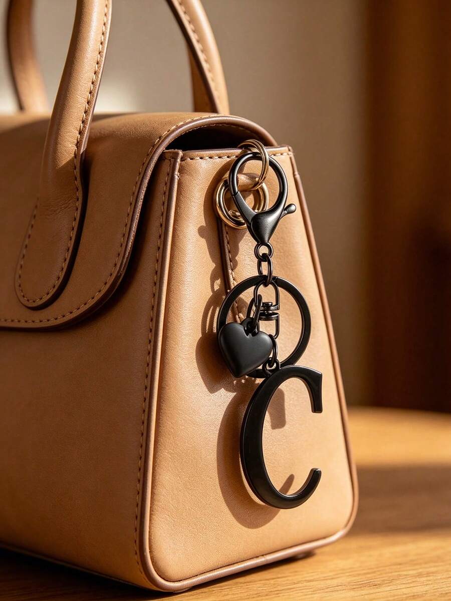 Elegant Metal Heart-Shaped Letter Keychain