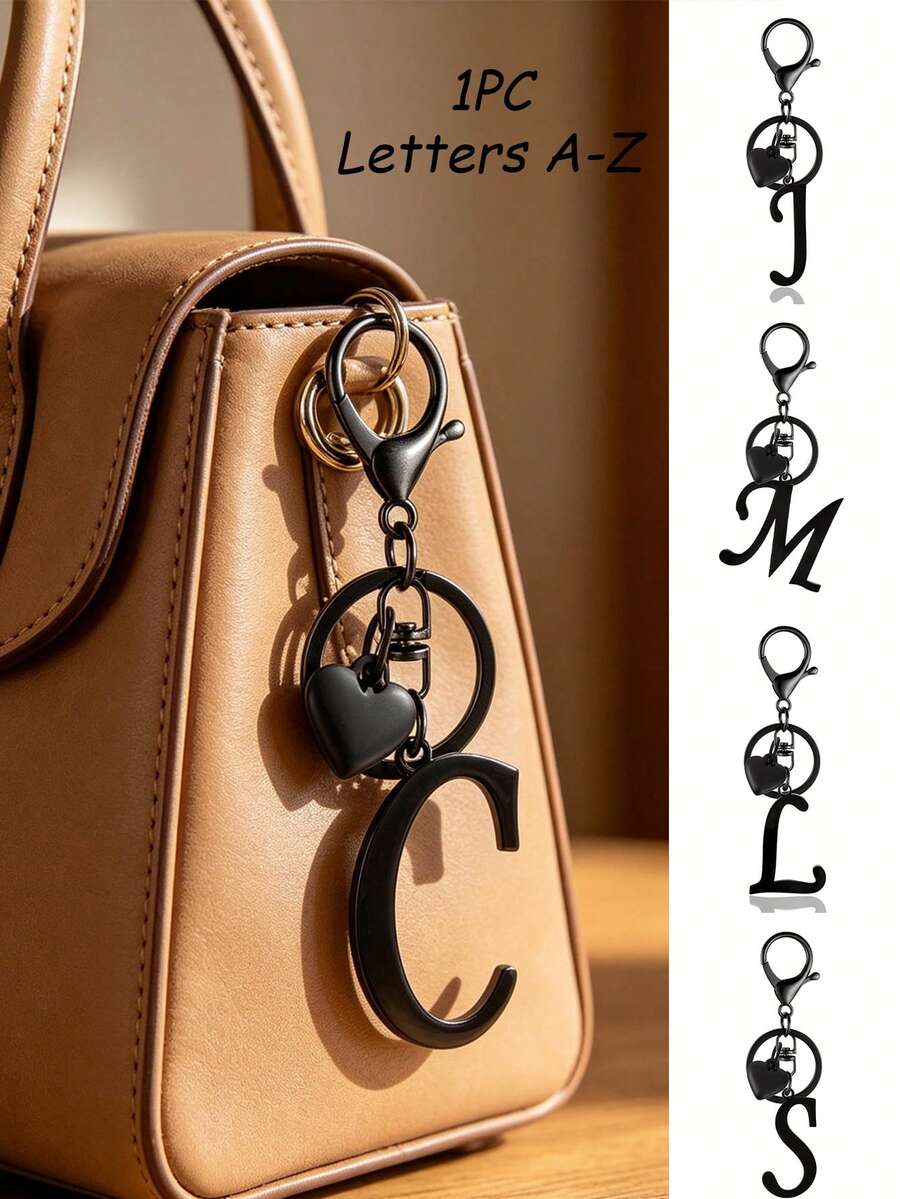 Elegant Metal Heart-Shaped Letter Keychain