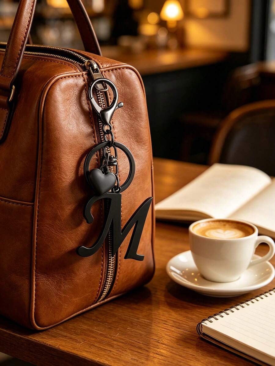 Elegant Metal Heart-Shaped Letter Keychain