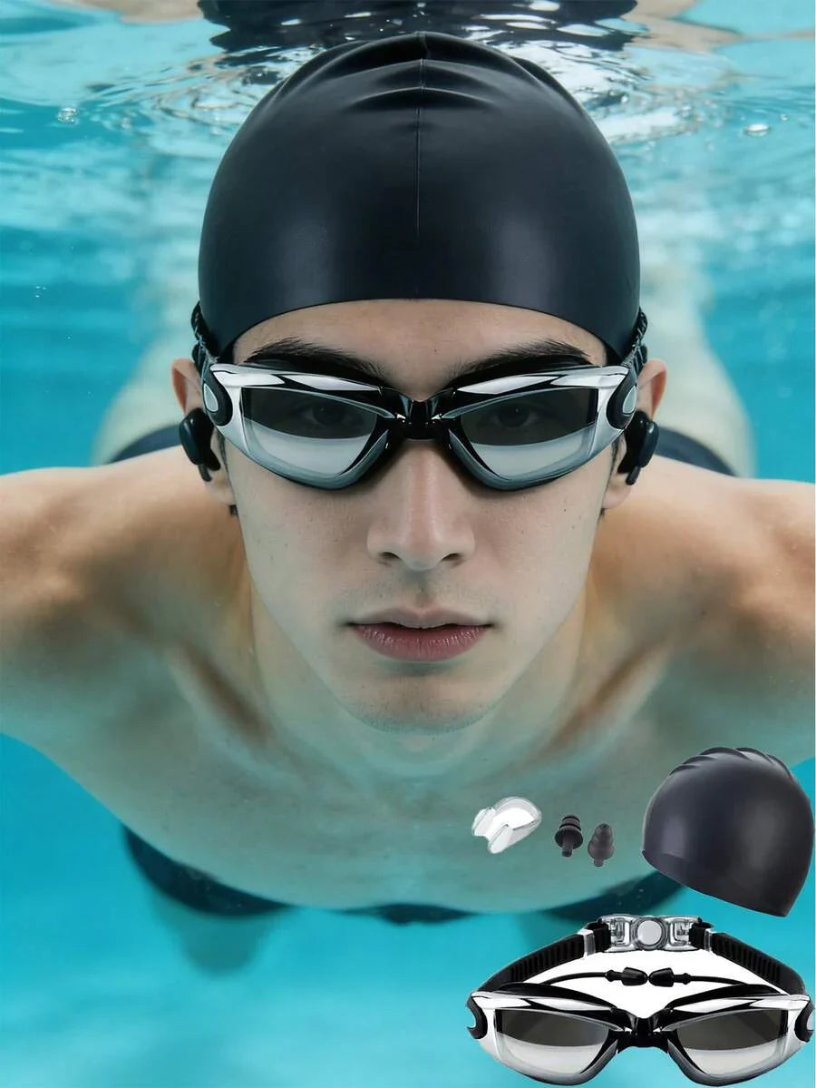 4pcs Adult Swimming Gear Set, Including Swimming Goggles