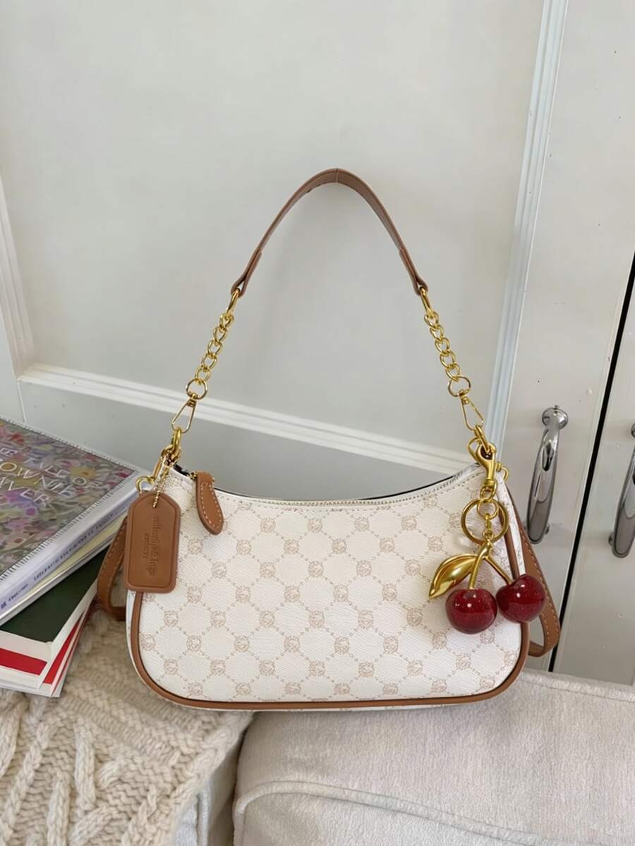 White Ladies' Shoulder Bag Made Of PU Material