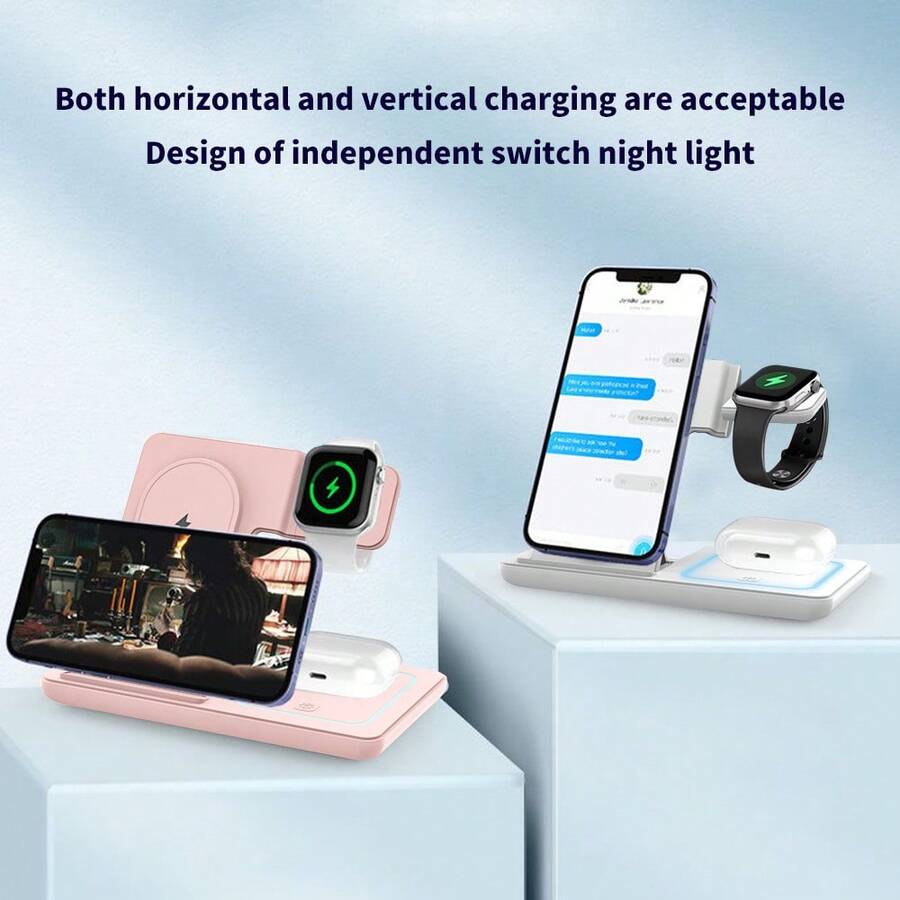 AmSengo 15W Foldable 3-In-1 Fast Wireless Charging Station
