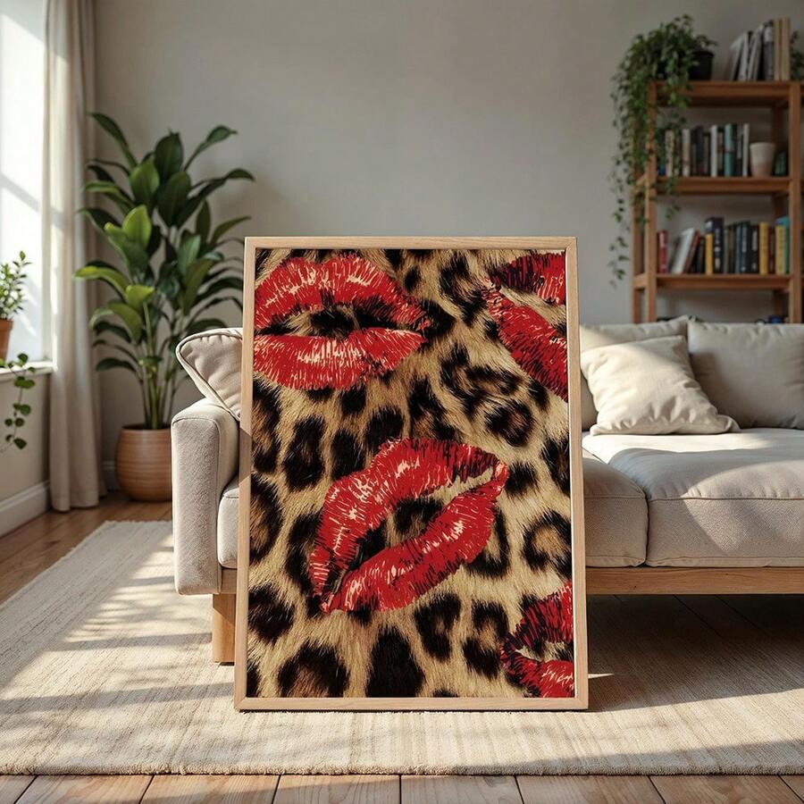 Leopard Cheetah Mural Decorative Canvas Painting Pink Fashion