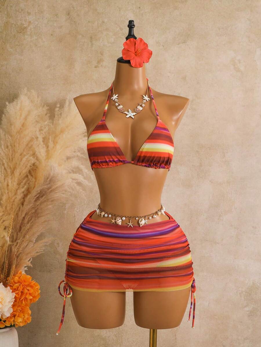 Tie Side Bikini 3-Piece Swimwear For Women