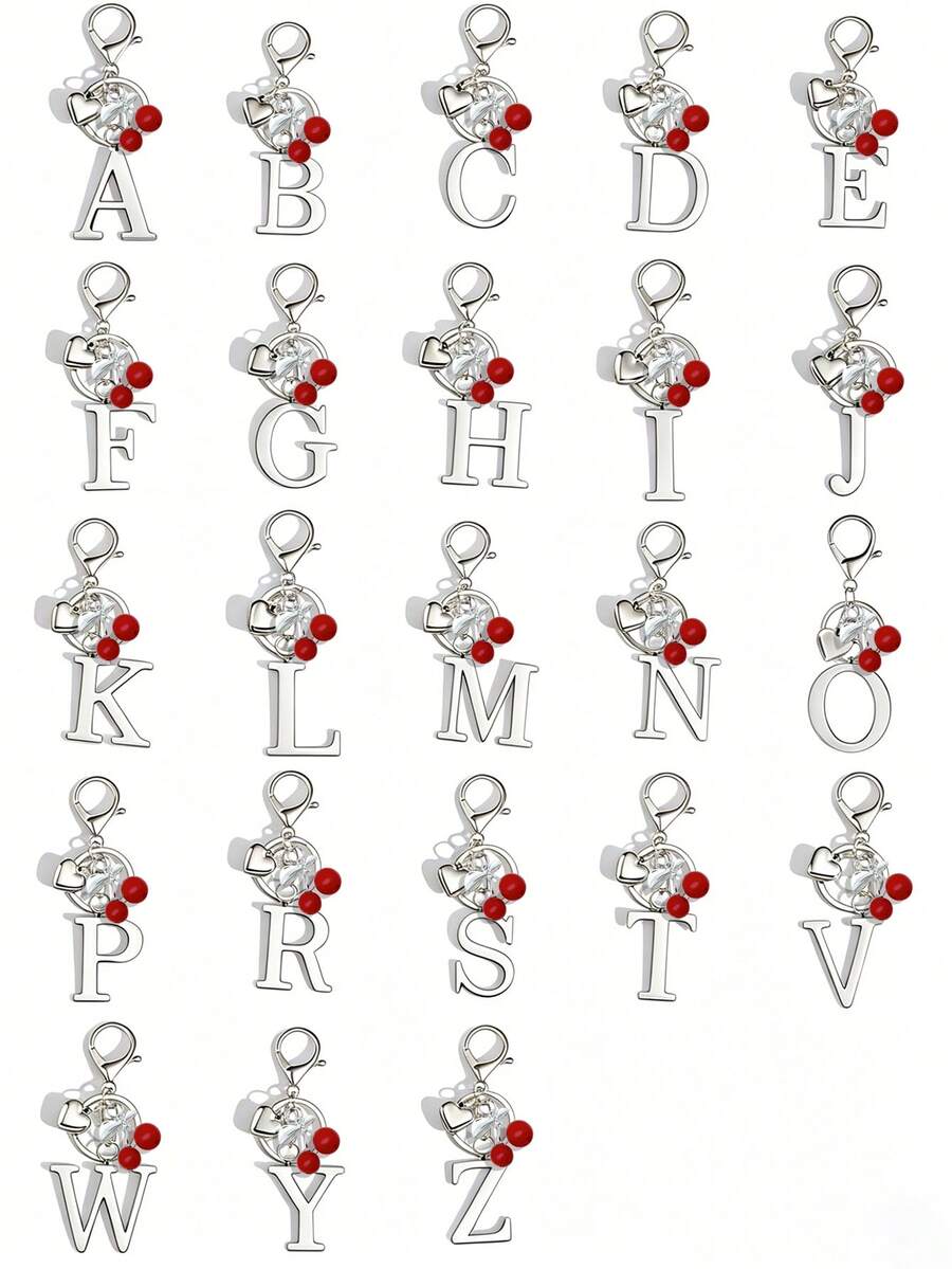 Elegant Metal Heart-Shaped Letter Keychain