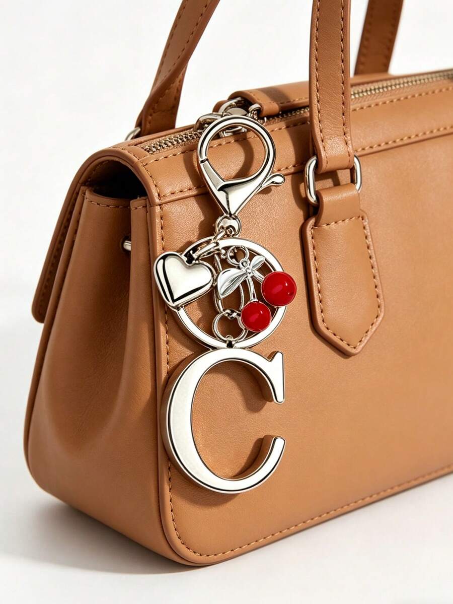 Elegant Metal Heart-Shaped Letter Keychain