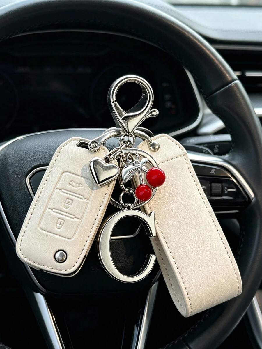 Elegant Metal Heart-Shaped Letter Keychain