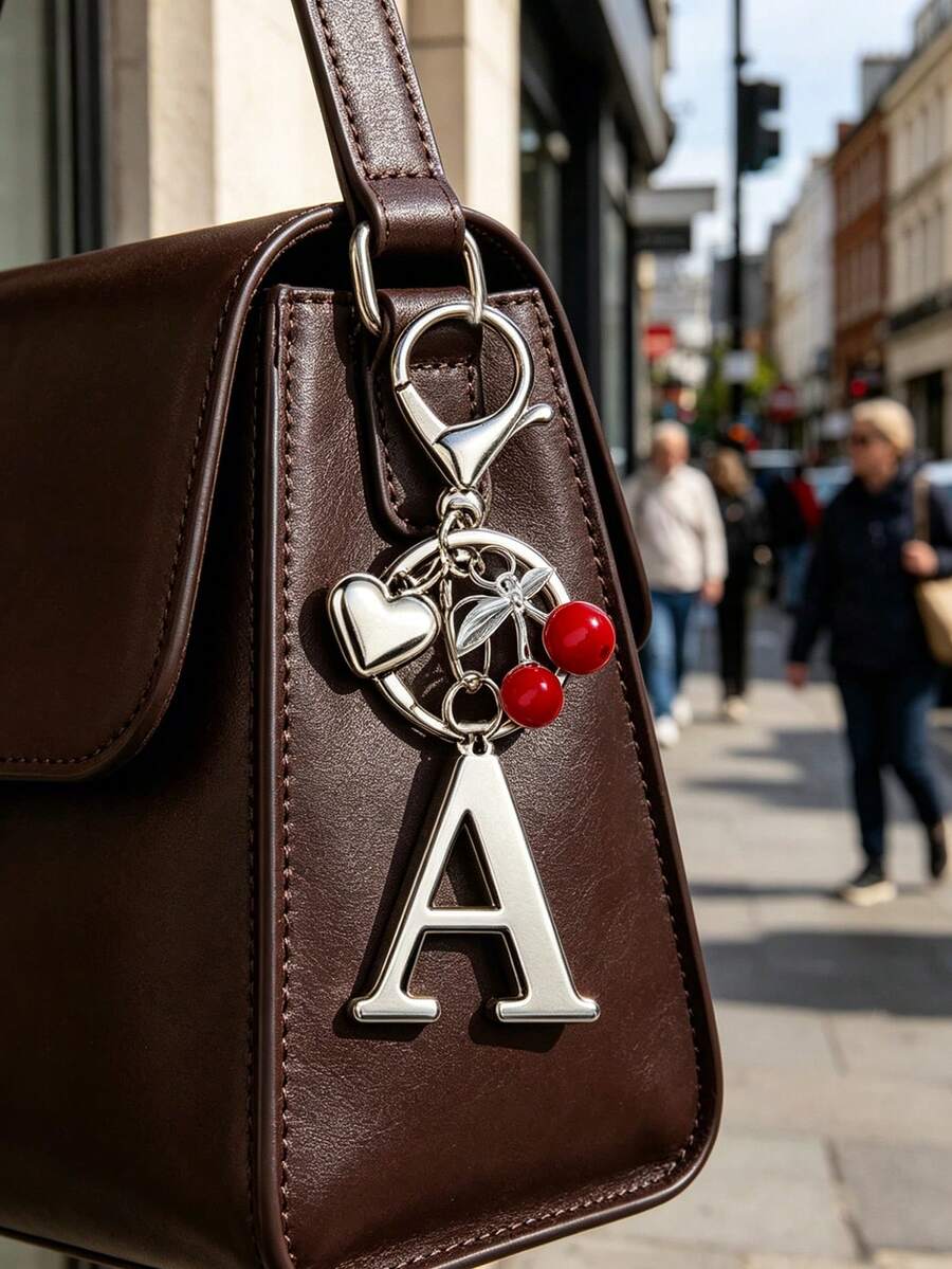 Elegant Metal Heart-Shaped Letter Keychain