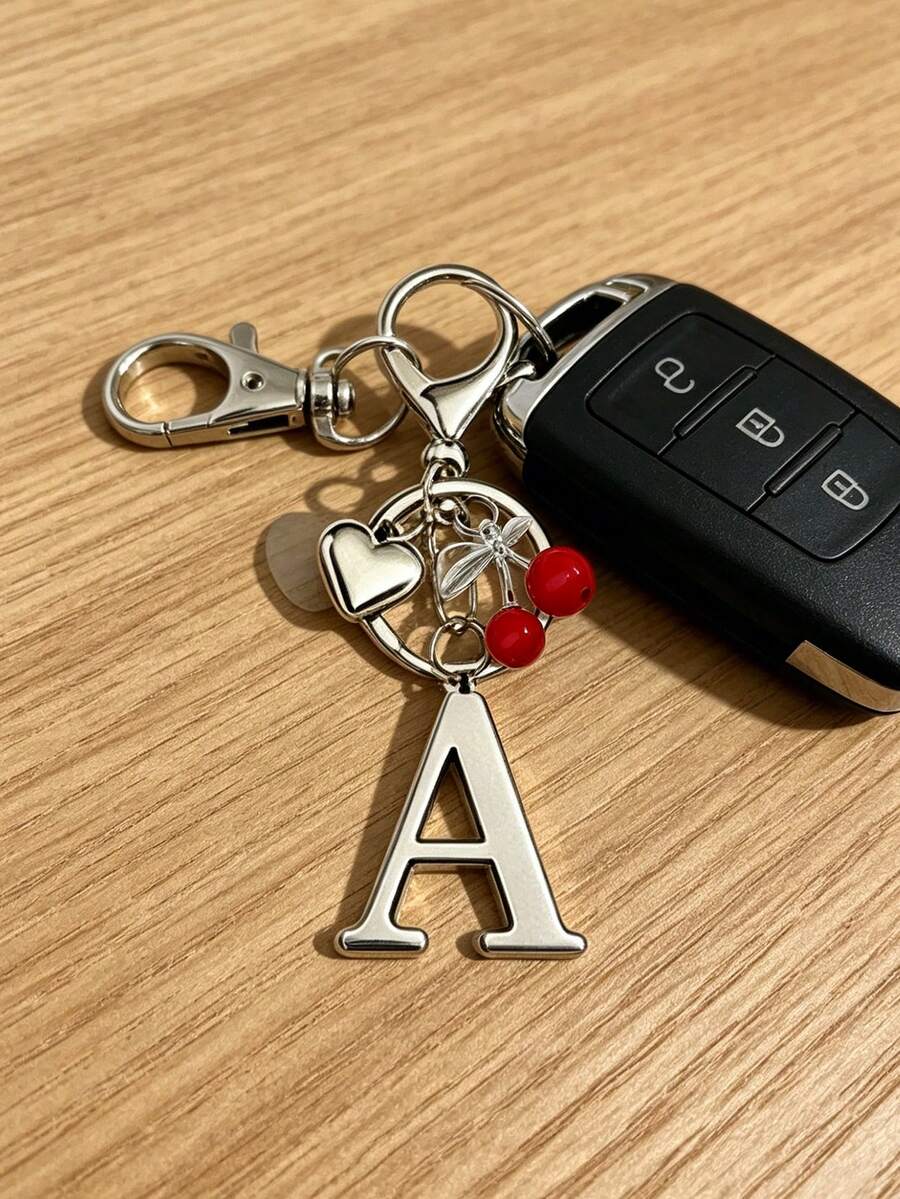 Elegant Metal Heart-Shaped Letter Keychain