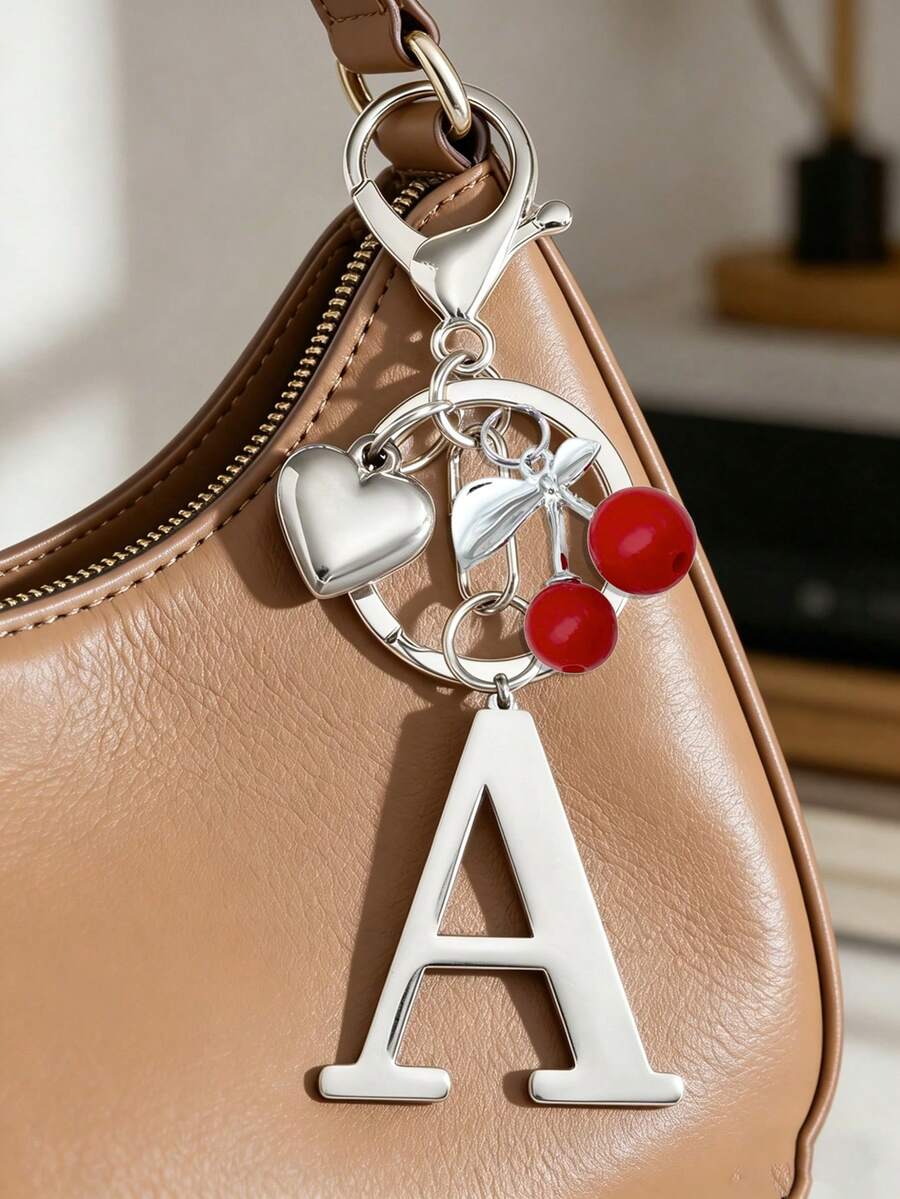 Elegant Metal Heart-Shaped Letter Keychain