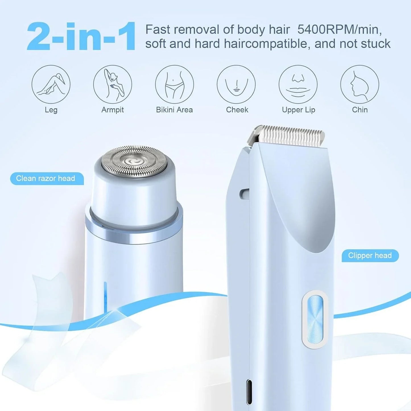 2 In 1 Women Electric Razor & Bikini Trimmer