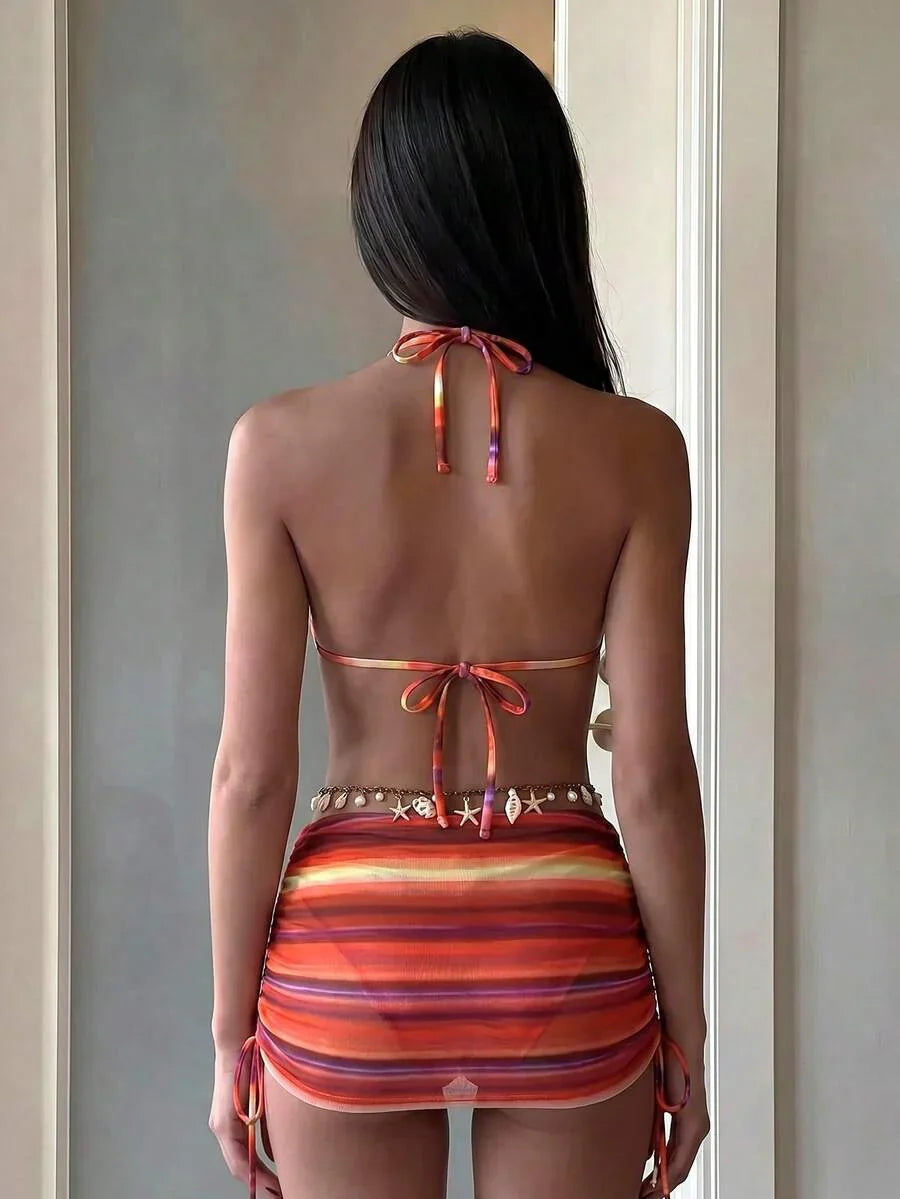 Tie Side Bikini 3-Piece Swimwear For Women