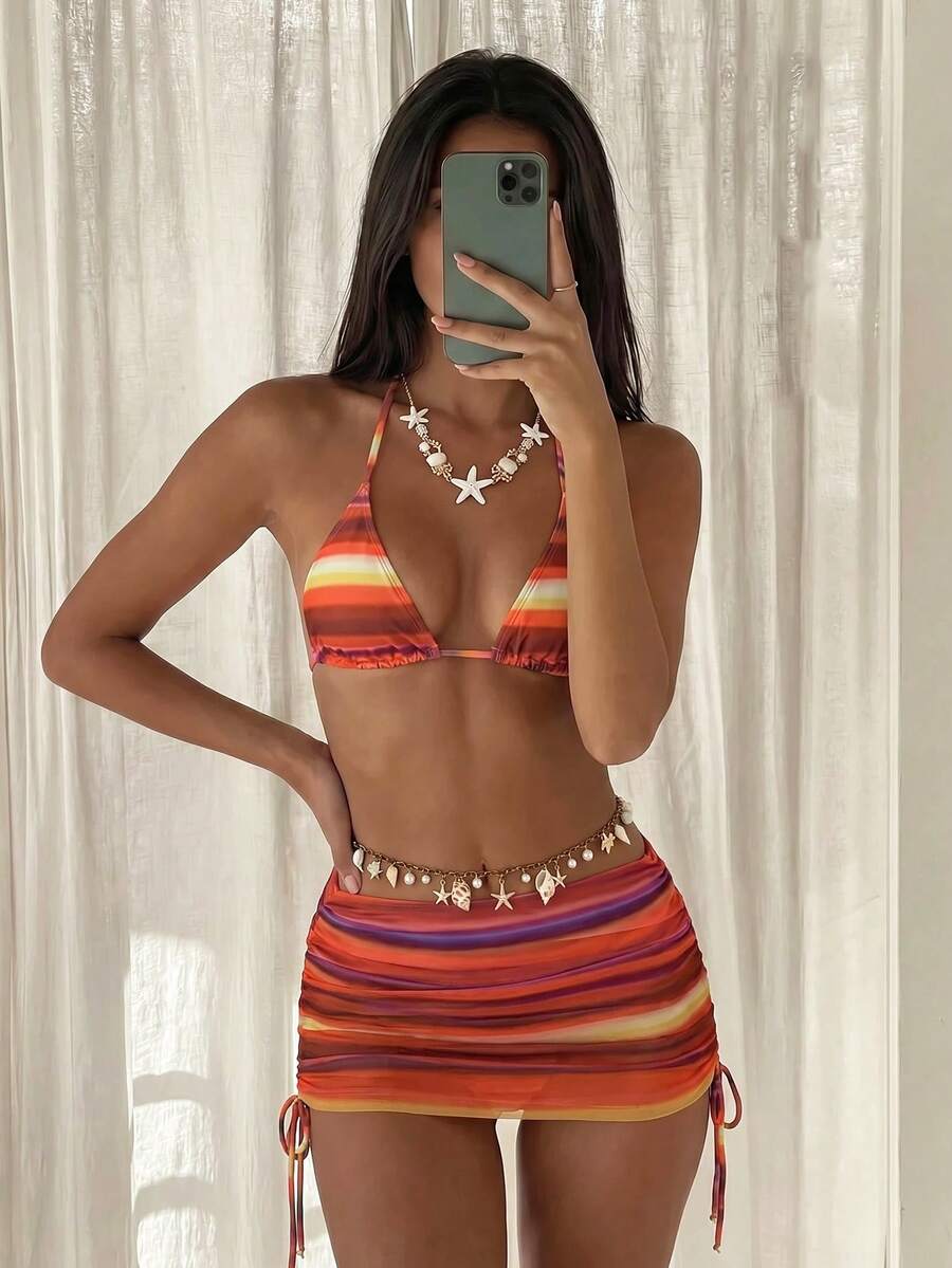 Tie Side Bikini 3-Piece Swimwear For Women