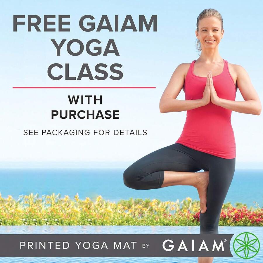 Gaiam Print Yoga Mat, Non Slip Exercise & Fitness Mat