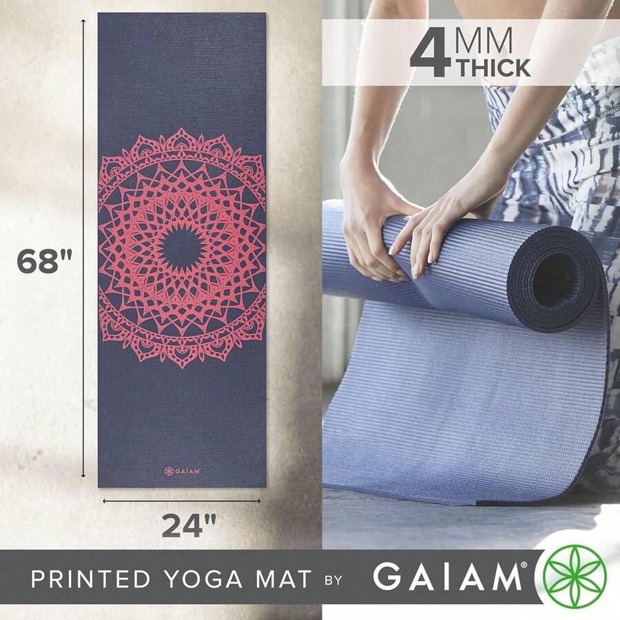 Gaiam Print Yoga Mat, Non Slip Exercise & Fitness Mat