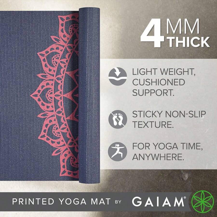 Gaiam Print Yoga Mat, Non Slip Exercise & Fitness Mat