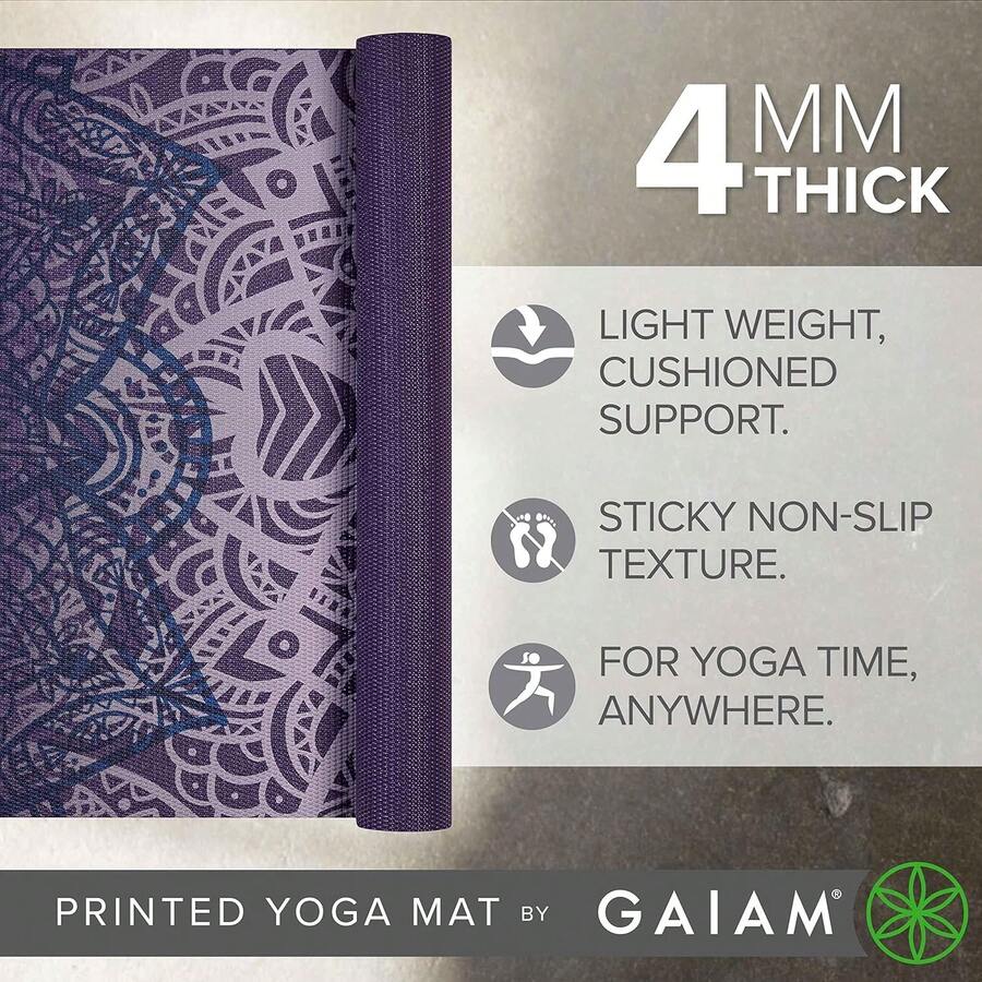 Gaiam Print Yoga Mat, Non Slip Exercise & Fitness Mat