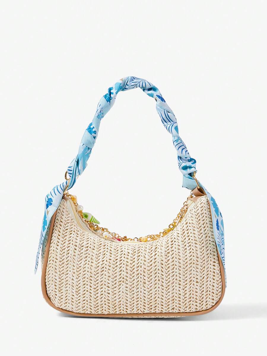 ROMWE Fairycore Summer Beach Starfish Series Woven Shoulder Bag