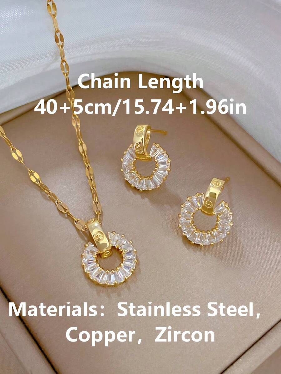 1 Set Stainless Steel Necklace & Earrings