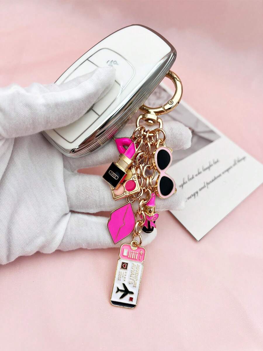 1pc Elegant Pink Bow Travel Keychain Pendant