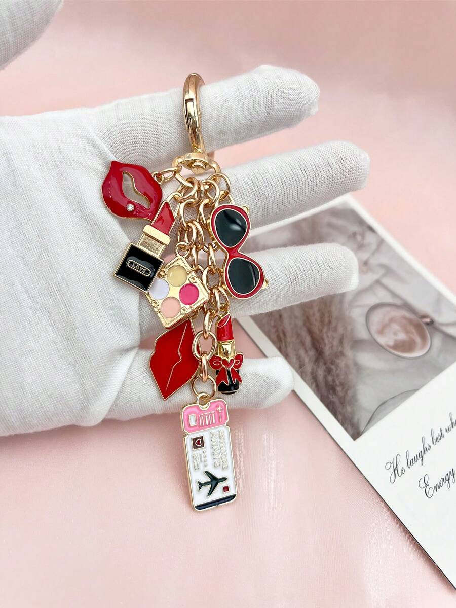 1pc Elegant Pink Bow Travel Keychain Pendant