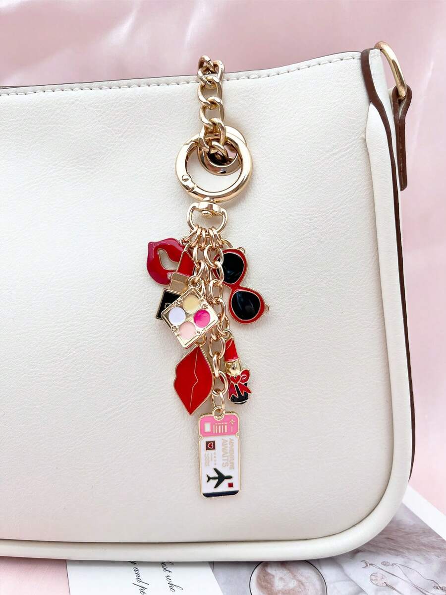 1pc Elegant Pink Bow Travel Keychain Pendant