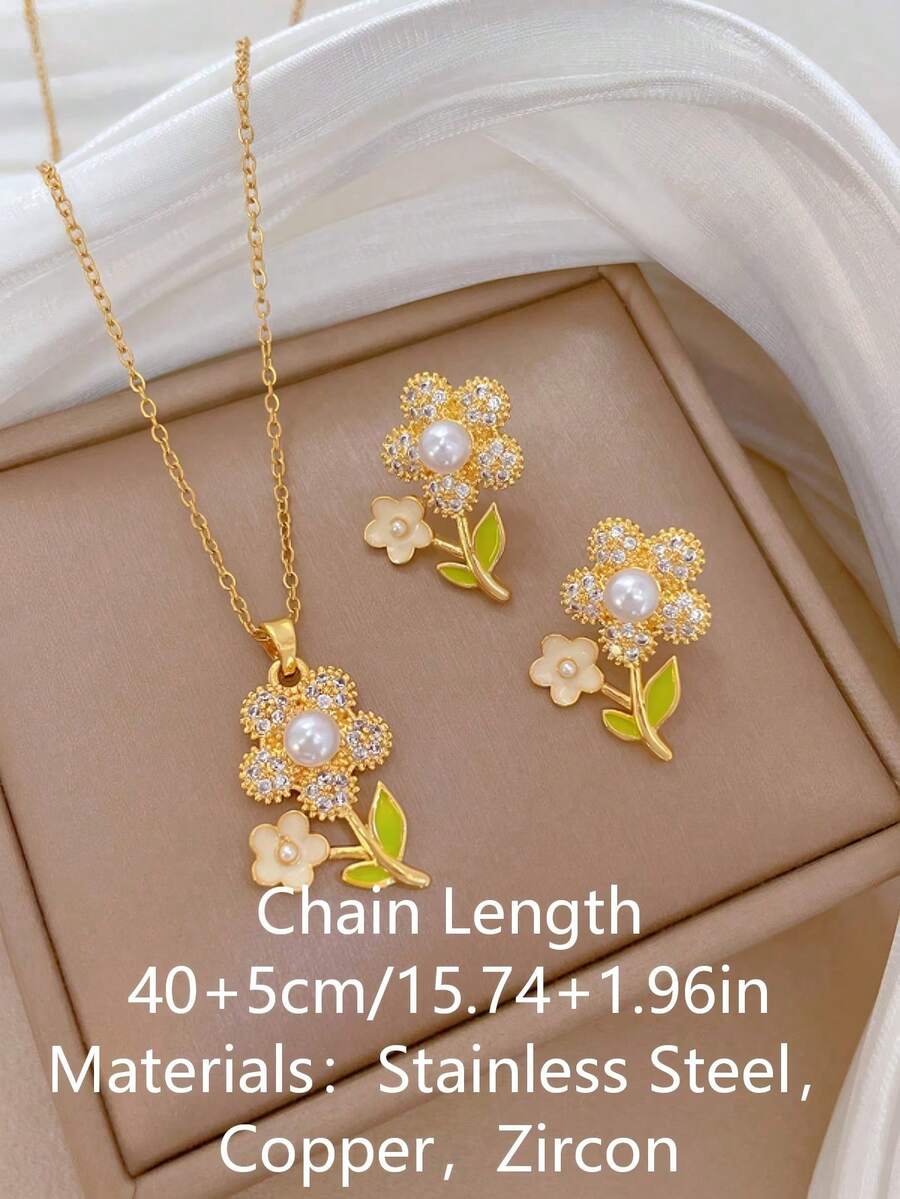 1 Set Stainless Steel Necklace & Earrings
