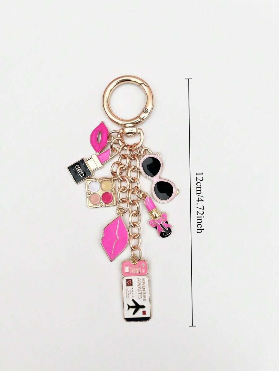 1pc Elegant Pink Bow Travel Keychain Pendant