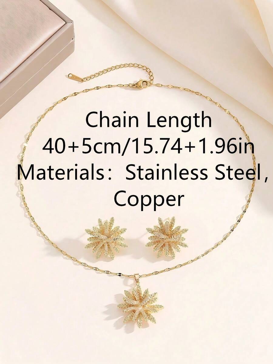 1 Set Stainless Steel Necklace & Earrings