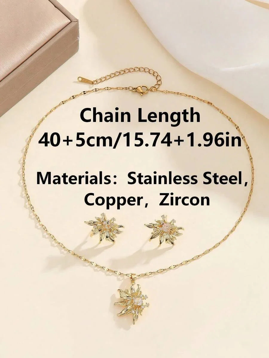 1 Set Stainless Steel Necklace & Earrings
