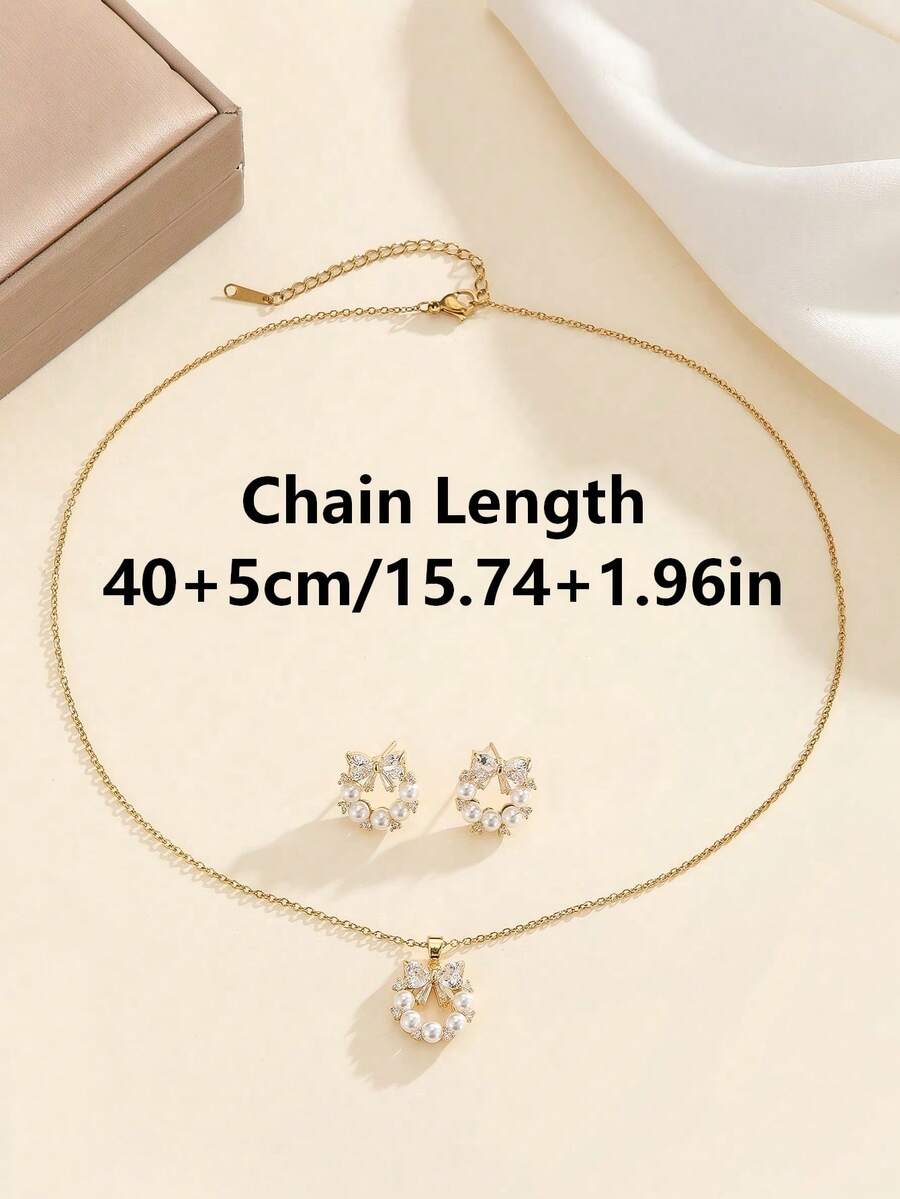 1 Set Stainless Steel Necklace & Earrings