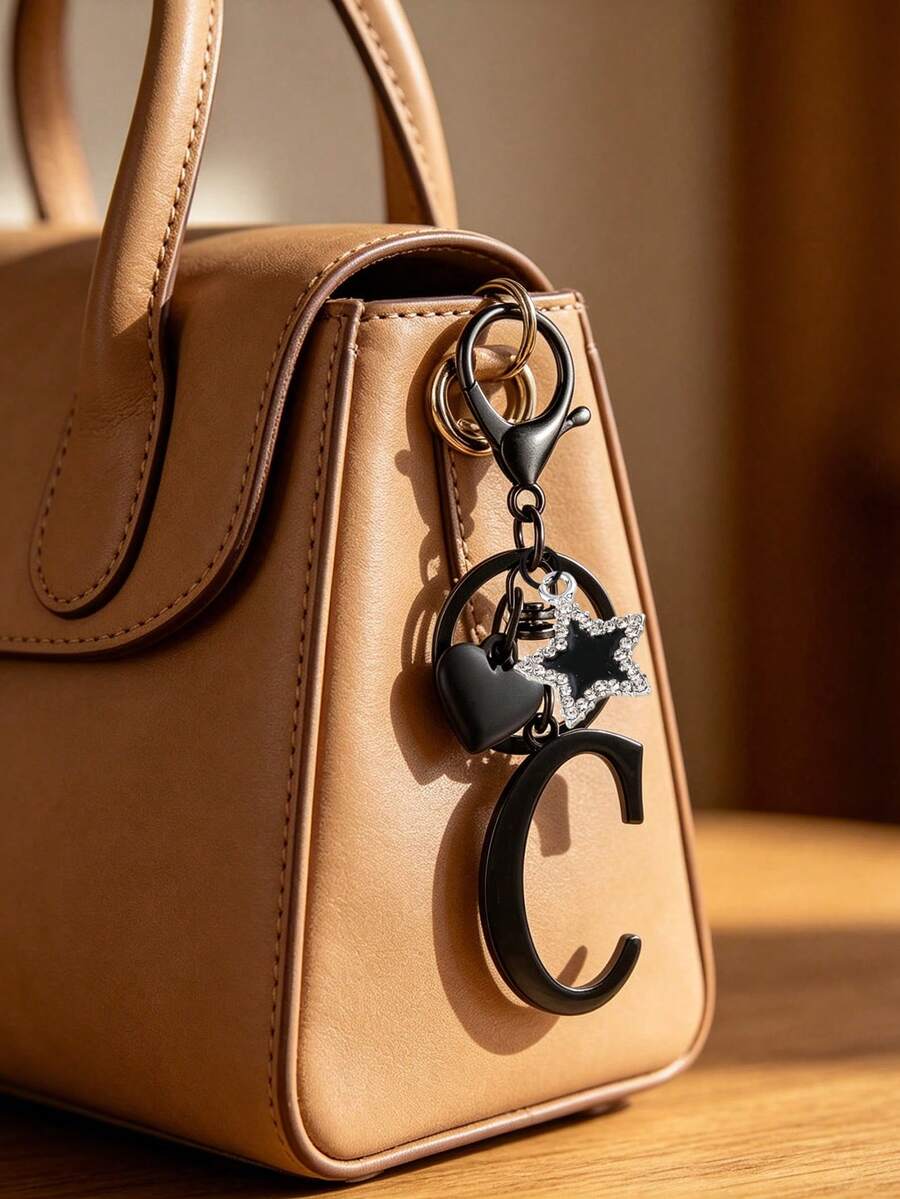 Elegant Metal Heart-Shaped Letter Keychain