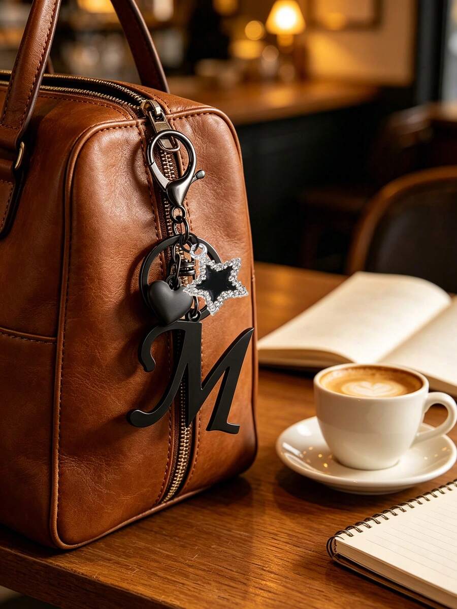 Elegant Metal Heart-Shaped Letter Keychain
