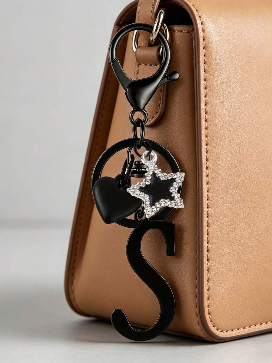 Elegant Metal Heart-Shaped Letter Keychain