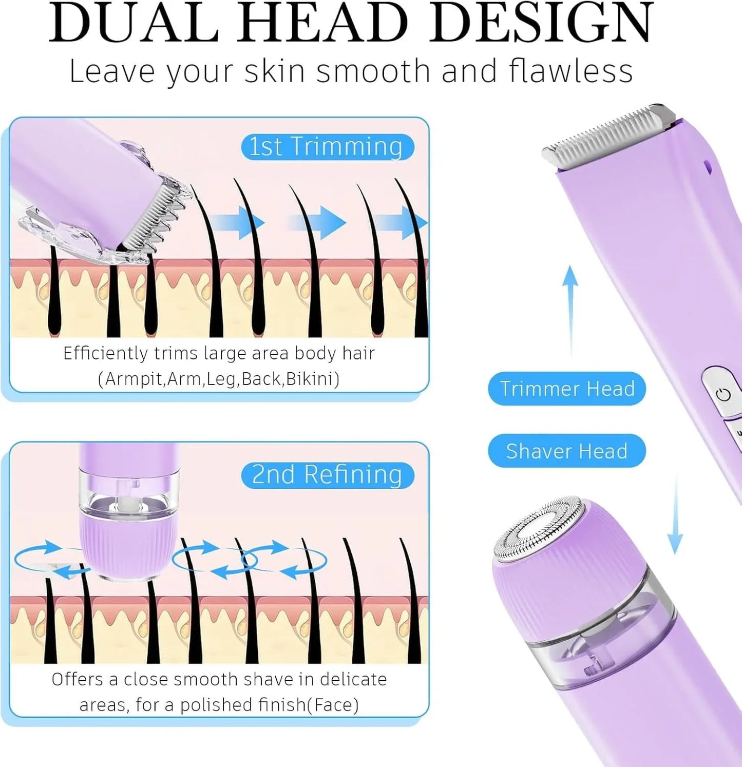2 In 1 Women Electric Razor & Bikini Trimmer
