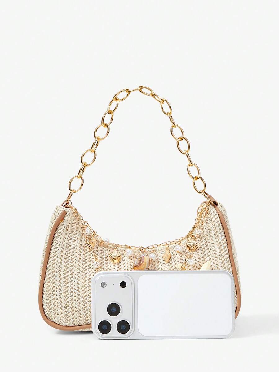 ROMWE Fairycore Summer Beach Starfish Series Woven Shoulder Bag