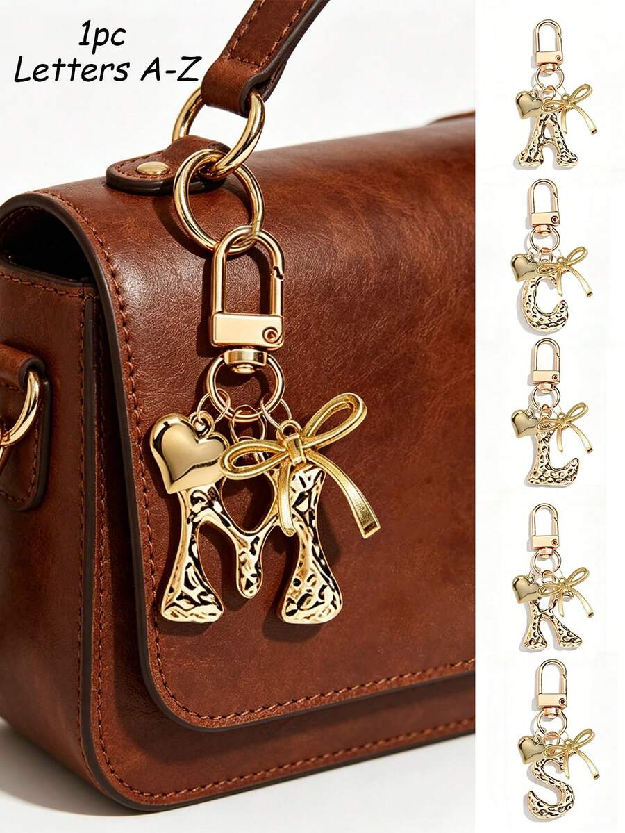 Elegant Metal Heart-Shaped Letter Keychain