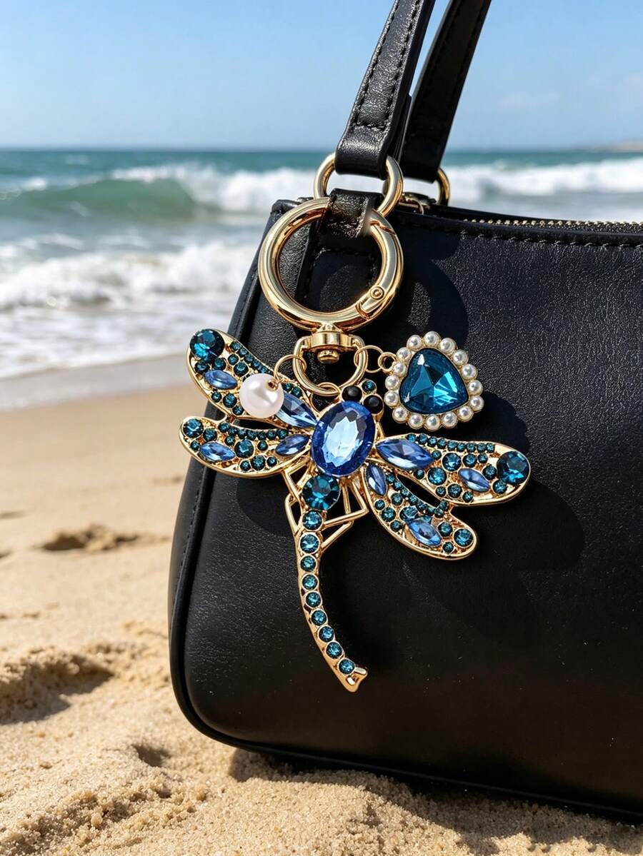 Zinc Alloy Turtle Pendant Keychain With Pearl
