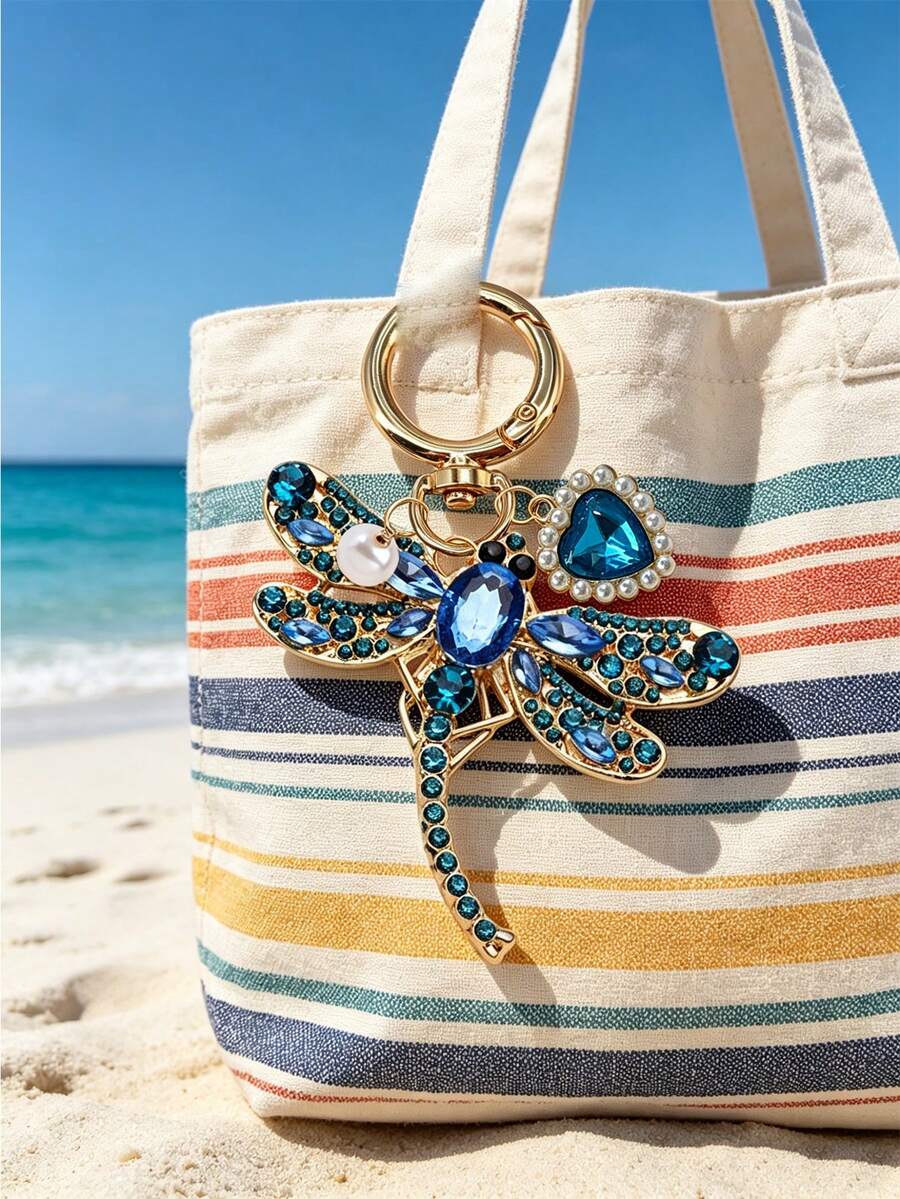 Zinc Alloy Turtle Pendant Keychain With Pearl