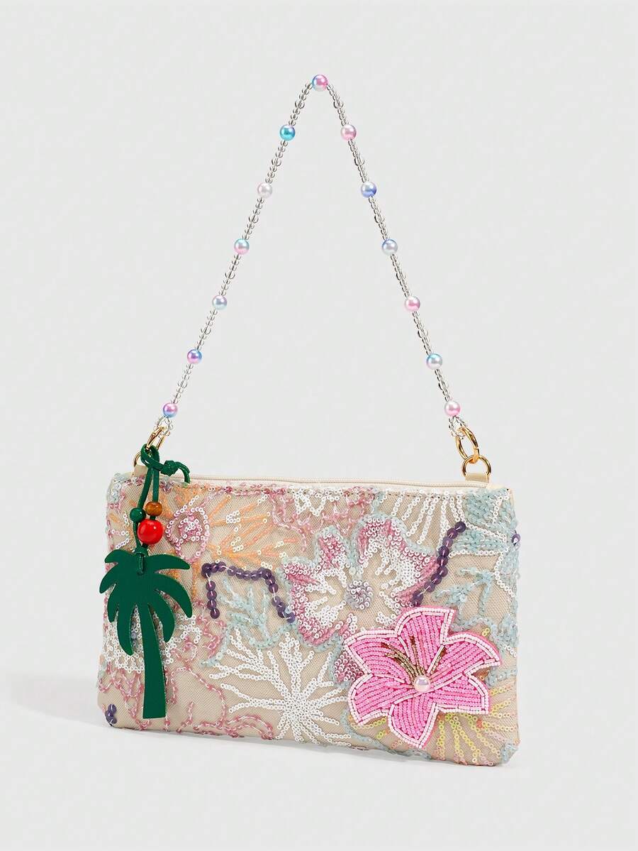 ROMWE Fairycore Resort Style Starfish Shell Decor Straw Bag