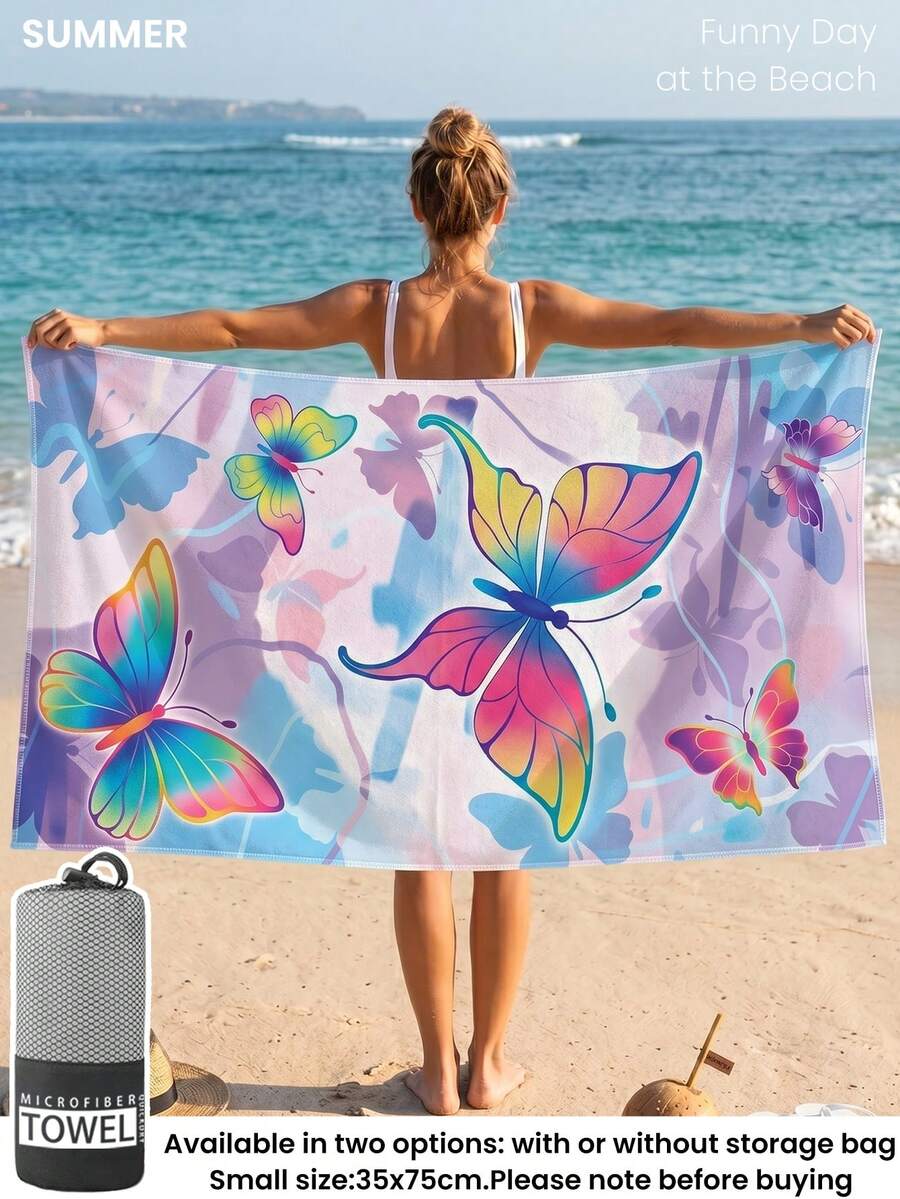 Blue Shell Print Beach Towel, Swimming Towel